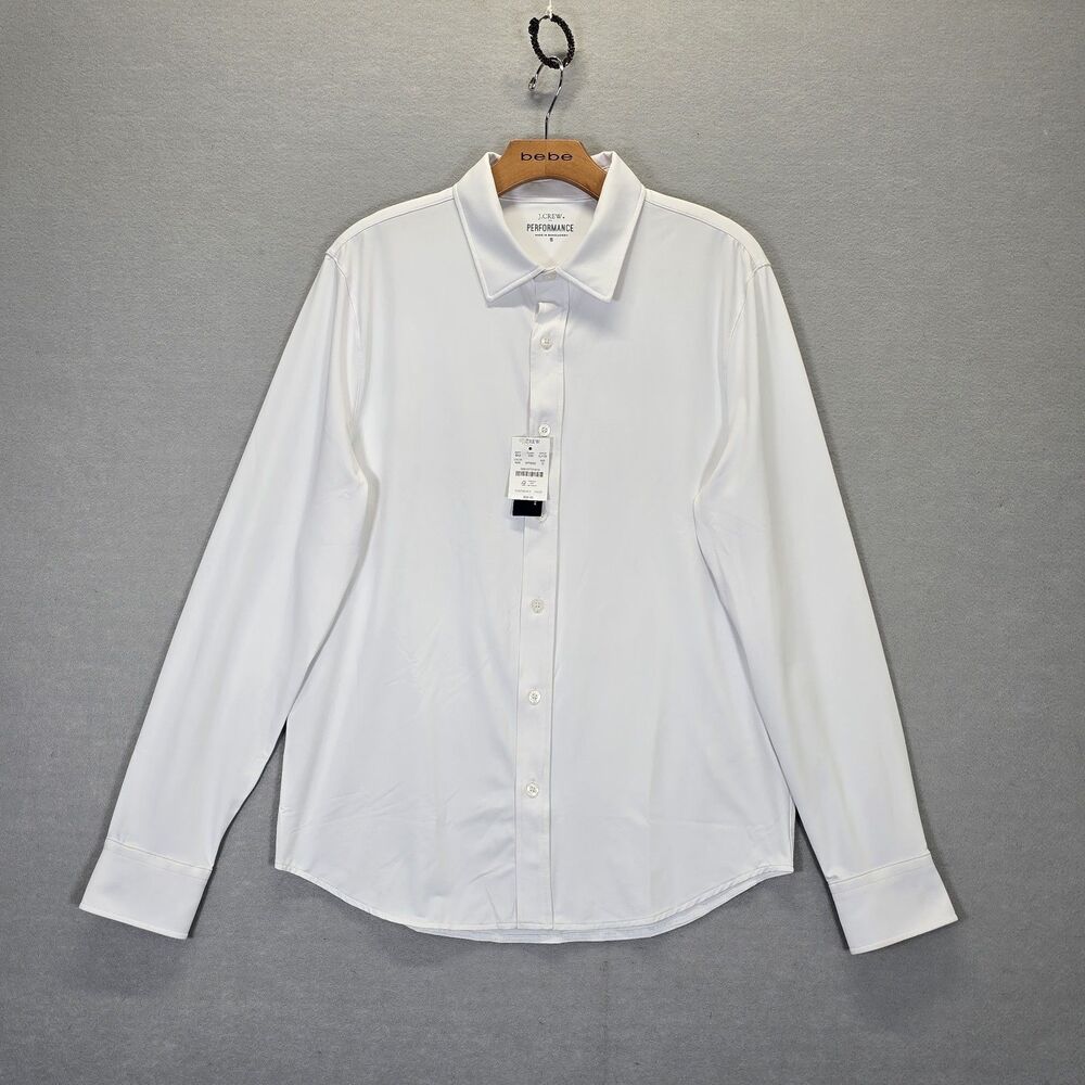 J. Crew All-Day Performance Button Down Stretch Long Sleeve Shirt White Sz Small